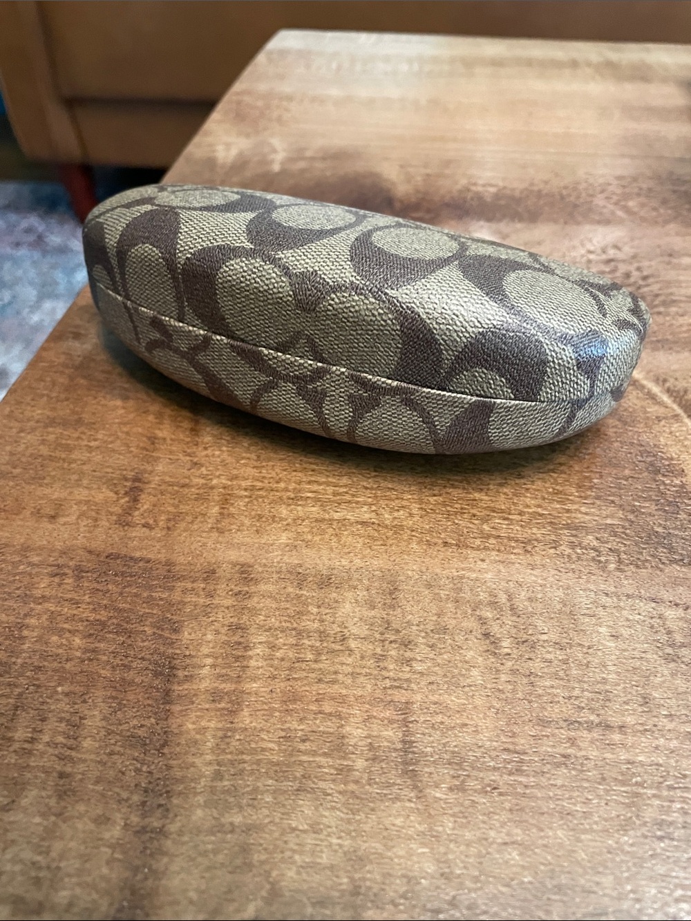 Coach Signature Hard Shell Eyeglass Case in Brown and Tan